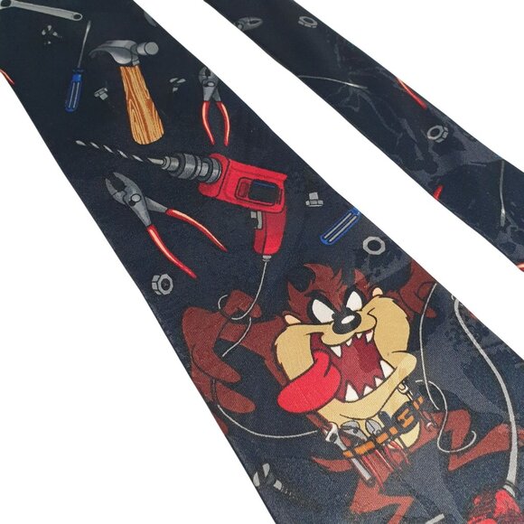 Looney Tunes Neck Tie Taz Cartoon Character Power Tools Fun Design Novelty Gift - Picture 2 of 5